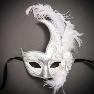 Masquerade Side Feather Venetian Costume Mask Women Wedding Party Mask
